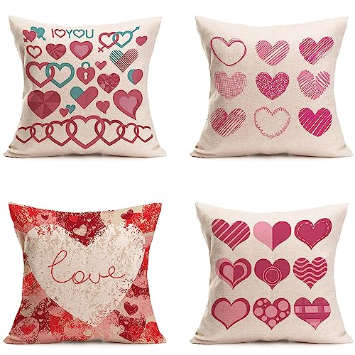 Housse de coussin 40x40 en lin durable style Saint-Valentin