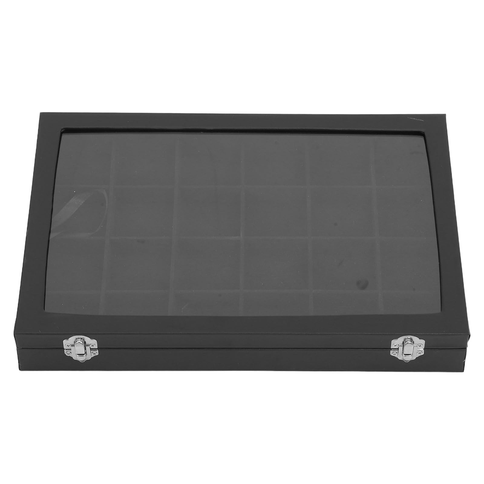 Coffret à thé en PU noir 24 compartiments avec couvercle transparent au design raffiné