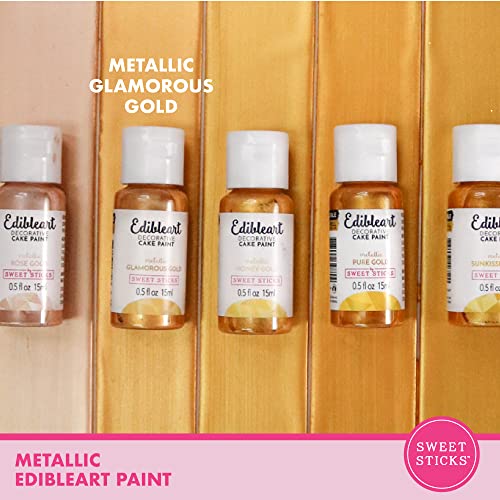 Image of Sweet Sticks Edible Art Decorative Cake Paint 0.5 Ounce (15 Milliliters), Metallic Glamorous Gold