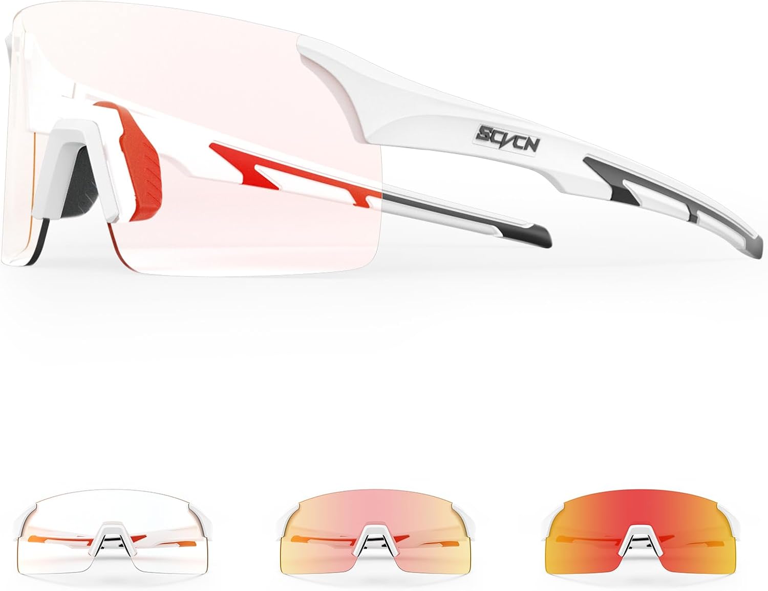 SCVCN Photochromic Cycling Glasses Mountain Bike Glasses for Men Women Frameless Sport sunglasses