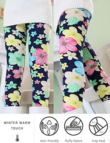 Kiench Girls' Fleece Lined Leggings Winter Warm Thick Pants Christmas Pattern 2-Pack4