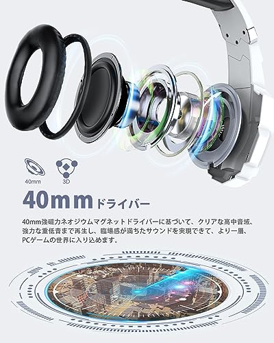 undefined BENGOO ゲーミングヘッドセット PS5 ヘッドセット ノイズキャンセリング マイク付き 3.5mm有線 ゲーミングヘッドホン スイッチ ヘッドフォン 軽量 全効能 重低音 LEDライト コントローラー ミュート付き ステレオ FPS ゲーム用 Nintendo Switch Xbox One PS4 スマホ PC対応 (白) の商品画像 1