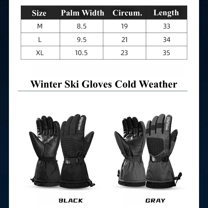 Guantes de esquí impermeables para hombres y mujeres, jóvenes, guantes de nieve para clima frío, guantes térmicos de invierno para esquí, snowboard, pasear al perro, rascar hielo, pala de nieve,