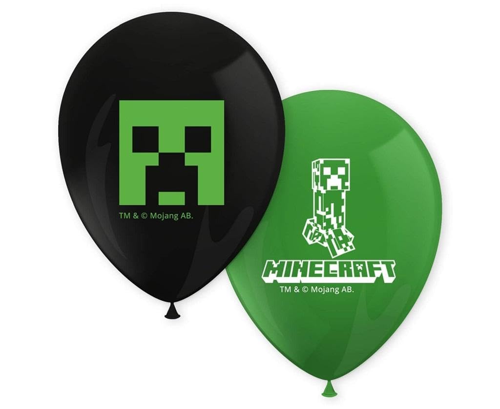 8 Luftballons * MINECRAFT * als Deko für Kindergeburtstag und Mottoparty | 85cm Umfang | Disney Luftballon Ballons Ballondeko Mottoparty Kinderparty