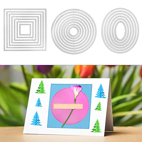 6 Pcs Cutting Dies Stencil Metal Set, SENHAI Different Shapes Dies Cuts Polygon Embossing Tools for Card Making Supplies Album Scrapbooking