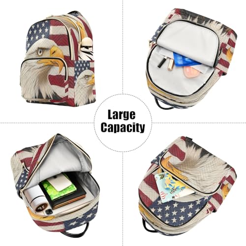 Image of ALAZA Funny Star American Flag Striped Women Backpack Purse Ladies Fashion Shoulder Bag Daypack Travel Bag 7.5L