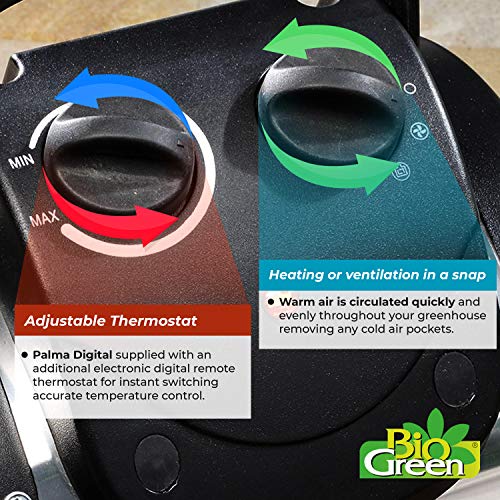 Bio Green Phx 2.8/Us Phoenix Greenhouse Heater – 220-240V - 9553 Btu Stainless Steel & Bio Green Pal 2.0/Usdt Palma Greenhouse Heater Incl. Digital Thermosta #TOP6