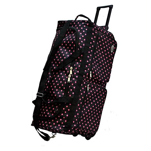 "E-Z Roll" 30-Inch Large Wheeled Duffel Bag/Polka Dots Rolling Duffel Bag