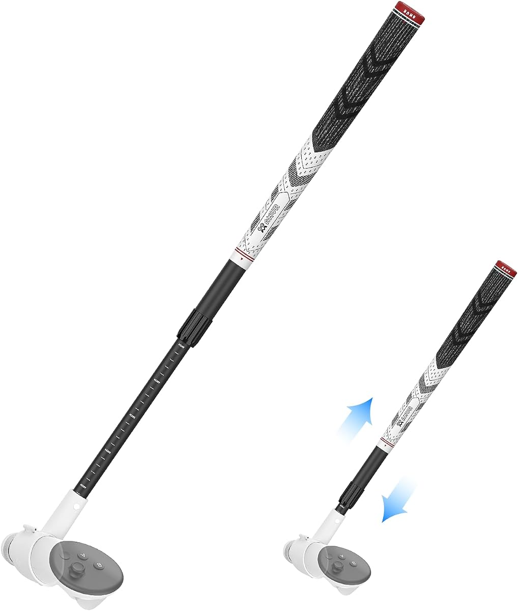 Accesorio ajustable para palos de golf AMVR VR compatible con Meta Quest 3S/3 | Longitud ajustable, seguimiento de 80 grados, mango antideslizante para Golf + (para controlador derecho)