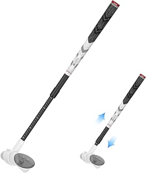 AMVR VR Adjustable Golf Club Attachment Compatible with Meta Quest 3S/3 | Adjustable Length , 80 Degree Keep Tracking , Non-Slip Handle Grip for Golf +for Right Controller