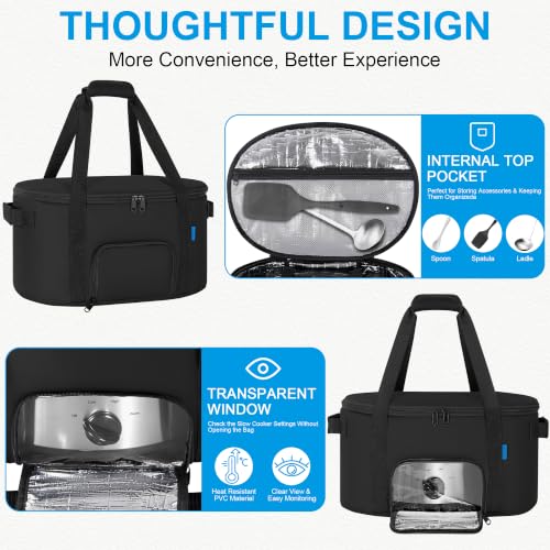 Image of Insulated Slow Cooker Carry Bag for 6-8 Quart CrockPot and Hamilton Beach