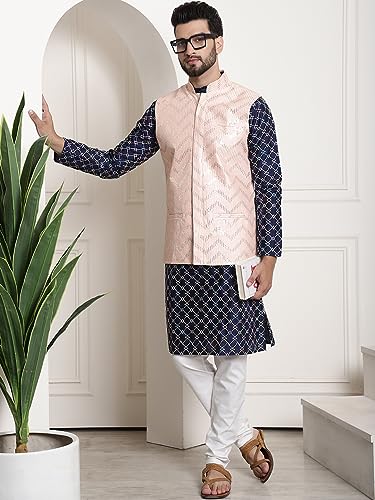 Image of SOJANYA (Since 1958 Men's Silk Blend Kurta and Pyjama with Nehru Jacket
