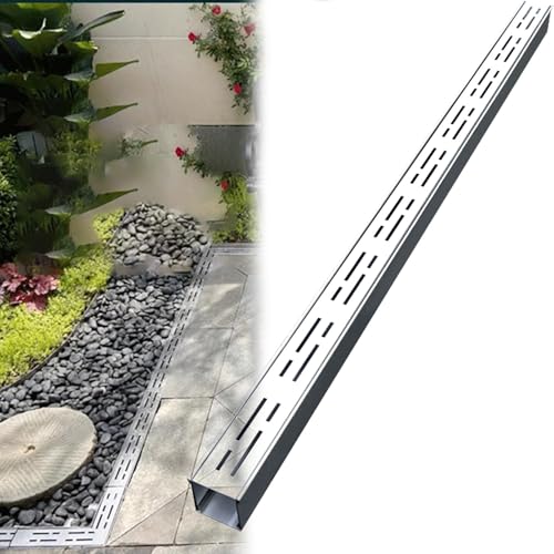 Kit di scarico a canale rimovibile, larghezza 3,5/7/10/15/20 cm, in acciaio inox, sistema di drenaggio con piastra di griglia, per giardini pensili e balconi, acqua efficiente