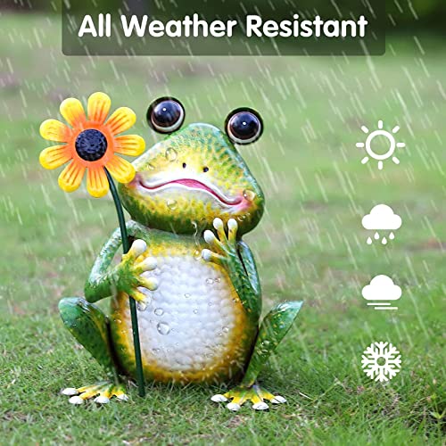 Chisheen Garden Frog Statue Outdoor Decor Metal Frog Yard Art Sculpture #TOP7