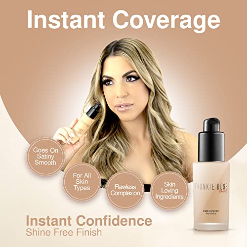 Frankie Rose Cosmetics Matte Perfection Foundation Makeup – Long-Lasting, Lightweight & Hydrating Foundation For A Semi-Matte Finish - Foundation Full Coverage For All Skin Types - (Fair) 1.0 Us Fl Oz / 30 Ml #TOP2