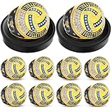 Highergo 10 Pcs Basketball Softball Baseball MVP Dancer Champion Trophy Ring with Display Stand Star Football Soccer Volleyball Golf Cheerleading Bowling Track Field(Gold,Volleyball)