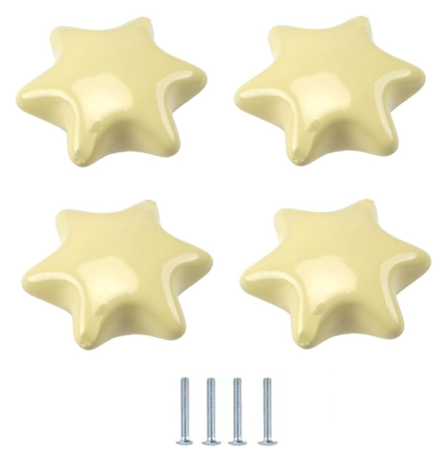ENmrfvkz Ceramic Cupboard Drawer Handle Knobs, Ceramic Cupboard Drawer Door Knobs Multicolor Multiple Sizes(Yellow Six-Pointed Star)