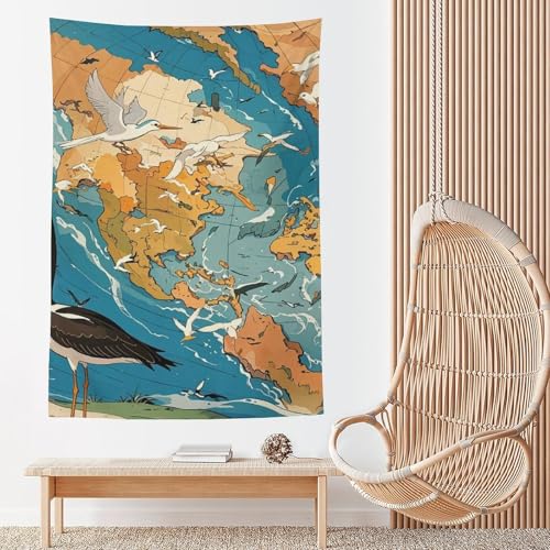 Tapisserie vintage oiseau décorative pour une ambiance de chambre apaisante
