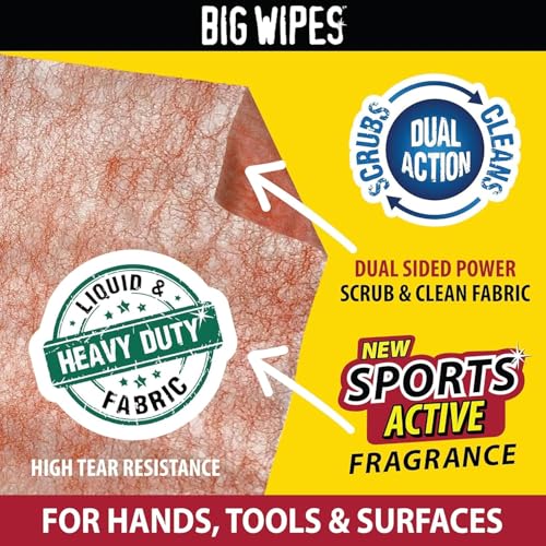 Image of BIG WIPES Heavy Duty Industrial Hand Cleaning Wipes, Textured Scrubbing Degreaser Wipes for Mechanics and Tool Cleaner - 80 Count Canister (2 Pack)