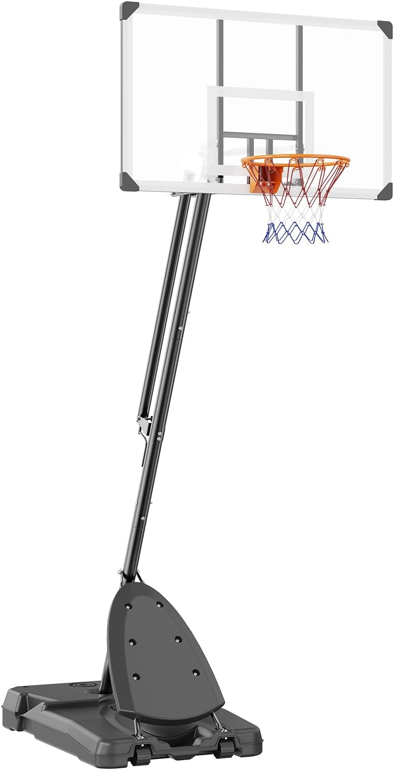 Basketball Rim 18", Basketball Hoop 44 48 50 54 Inchs PC Backboard, 4.4-10FT Height Adjustable, Basketball Portable Hoop& Goal, Indoor/Outdoor Classic Basketball Court, Teen Adult School Park