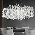 Tree Branch Crystal Chandeliers for Dining Room, 40" Round Silver High Ceiling Chandeliers, Large Modern Lights Fixture for Bedroom Bathroom Foyer Kitchen, Branches and Crystals Ceiling Light Fixtures