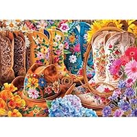 Jigsaw Puzzles For Adults Educational Game Challenge Toy Gifts puzzles for adults Family Activity Game Puzzle Flowered Cowboy Boots