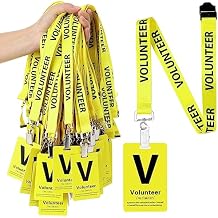 Fulmoon 50 Sets Volunteer Lanyards Bulk Breakaway Volunteer Lanyards and Badges with Clips for Event Fundraising Donation Activities