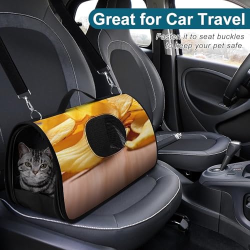 Sac de transport pour chat portable imprimé frites extérieur