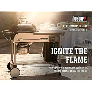 Weber Performer Deluxe Charcoal Grill, 22-Inch, Touch-N-Go Gas Ignition System, Black Weber Performer Deluxe Charcoal Grill 22 Inch Touch N Go Gas Ignition System Black