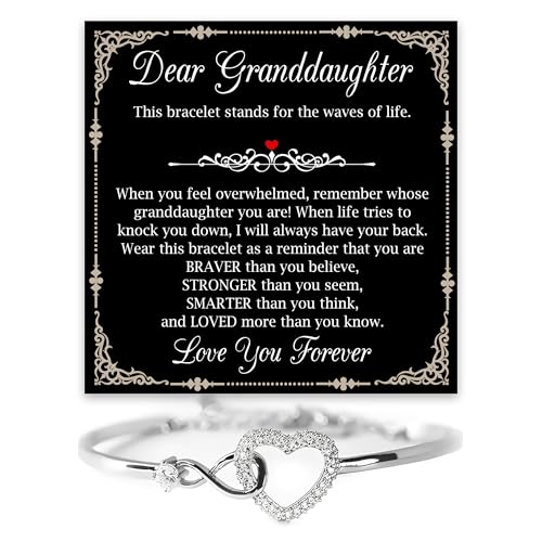 VIRAGIL Meaningful Granddaughter Infinity Heart Bracelet, Sentimental Jewelry Gift from Grandparents for Birthday, Holiday, Graduation, or Commemorative Family Moments