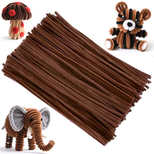 Ainiv 200PCS Pipe Cleaners for Craft 30cm Brown Crafting Pipe Cleaners Fuzzy Sticks Craft Supplies Chenille Stems for DIY Arts & Crafts for Christmas Tree Creative Handmade DIY Decoration