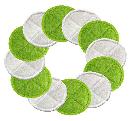 Sky-w Soft Touch Lot de 12 serpillères de rechange pour balai à franges Bissell Spinwave 2039A, 2124, 2039, 20391 alimentées par des serpillières rigides (6 verts+6 blancs)