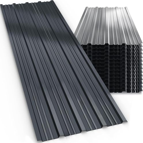 GARDEBRUK 14x Corrugated Metal Roofing Sheets 110x46cm Anthracite Grey