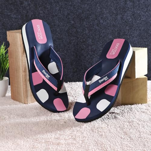 Image of Doctor Walk Comfort Flip Flops, Green and White, Anti-Skid Sole with Soft Straps Slipper for Women's