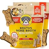 Brutus Bone Broth Biscuits (Chicken) - Healthy Dog Treats - Natural Biscuits with Dog Bone Broth and Real Chicken Meat - 18 Grams of Protein - 8 OZ (Pack of 2)