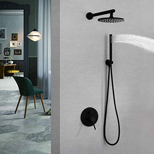Ensemble de systèmes de douche à effet pluie muraux au design noir chic - 3