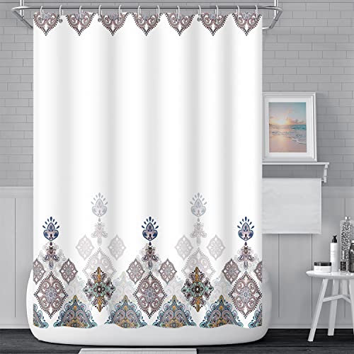 Umpoo Boho Bathroom Shower Curtain Colorful Floral Pattern Exotic Paisley Damask Print Design Shower Curtains for Home Decorative Waterproof Polyester Fabric Bath Curtain with Hooks, 60x72 Inch by Umpoo - Used condition - US$12.11
