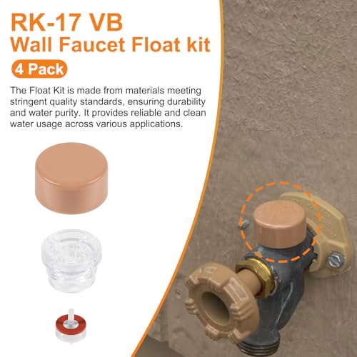 youour RK-17VB Vacuum Breaker Float Kit, Freezeless Anti-Siphon Wall Faucet Repair Kit, Anti Siphon Valve Repair Kit, Compatible with Woodford Model 17 (4 Pack)