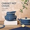 BECIGAR 23pcs Ceramic Pots and Pans Set, Nonstick Detachable Handle Cookware, Induction Kitchen Cooking Set with Removable Handle,include Frying Pans & Saucepans Oven Safe(Blue) #2