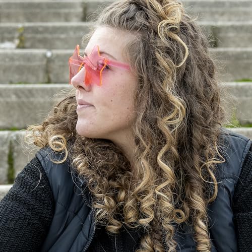 Miniatura 6 de Playzoco Gafas De Sol En Forma De Estrella Sin Montura - Diseño Estrella Para Disfraz, Fiesta, Despedida De Soltero A, Carnaval - Unisex, Rosa Claro