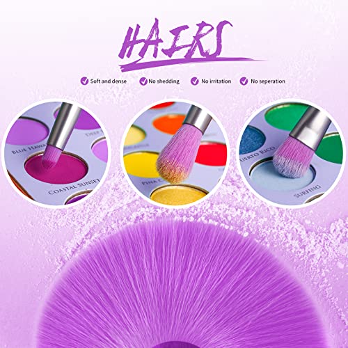 Docolor Makeup Brushes 10Pcs Makeup Brush Set Premium Synthetic Powder Kabuki Foundation Contour Blush Concealer Eye Shadow Blending Liner Make Up Brush Kit - Neon Purple - Thumbnail 3