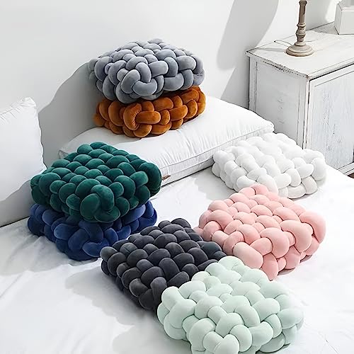 Gweobz Soft Knot Ball Pillows, Round Throw Pillow, Home Decorative Pillows - Handmade Knotted Plush Pillow For Living Room Bed Couch Sofa (16X16 Square, White) #TOP3