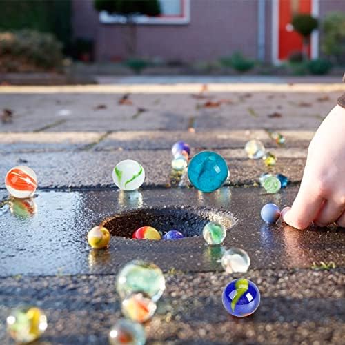 HAKACC 66 PCS Glass Marbles, 3 Sizes Assorted Colors Round Marbles Toy, Variety of Patterns Marbles Bulk for Kids Marble Games, DIY and Home Decoration