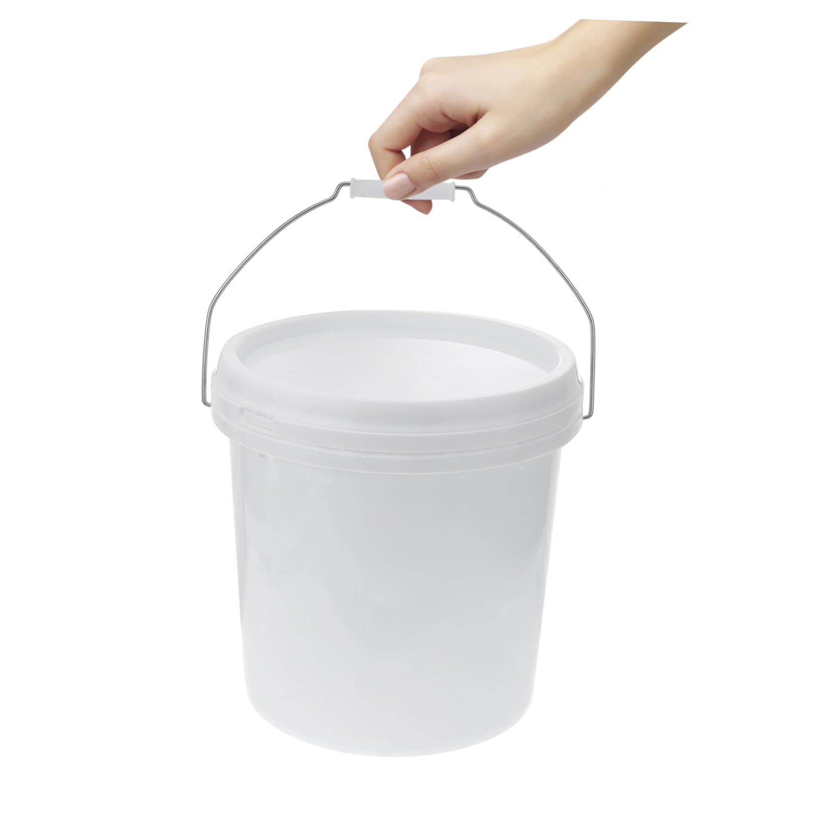 Ipetboom Seau Ménager Plastique Blanc 10L Couvercle Hermétique et Poignée Seau Étanche pour Conservation des Aliments Nettoyage et Usage Domestique Polyvalent