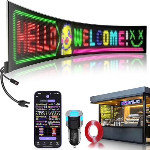 Grande lavagna flessibile a LED, 20 x 146 cm, con scritta RGB programmabile tramite app Bluetooth, pannello a matrice per auto, bar, pubblicità, ristorante, store, decorazione per feste