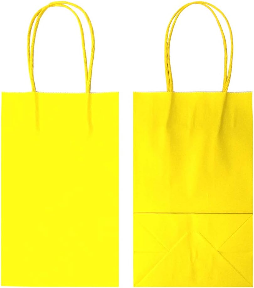 AZOWA Gift Bags Small Kraft Paper Bags with Handles (5 x 3.1 x 8.2 in, Yellow, 12 Pcs) image 5