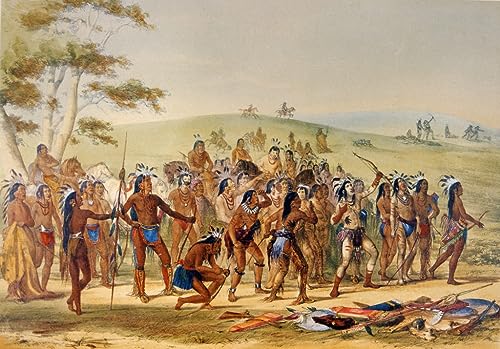 Lienzo cuadro El juego de la flecha de George Catlin decoracion elegante para pasillo 60x90