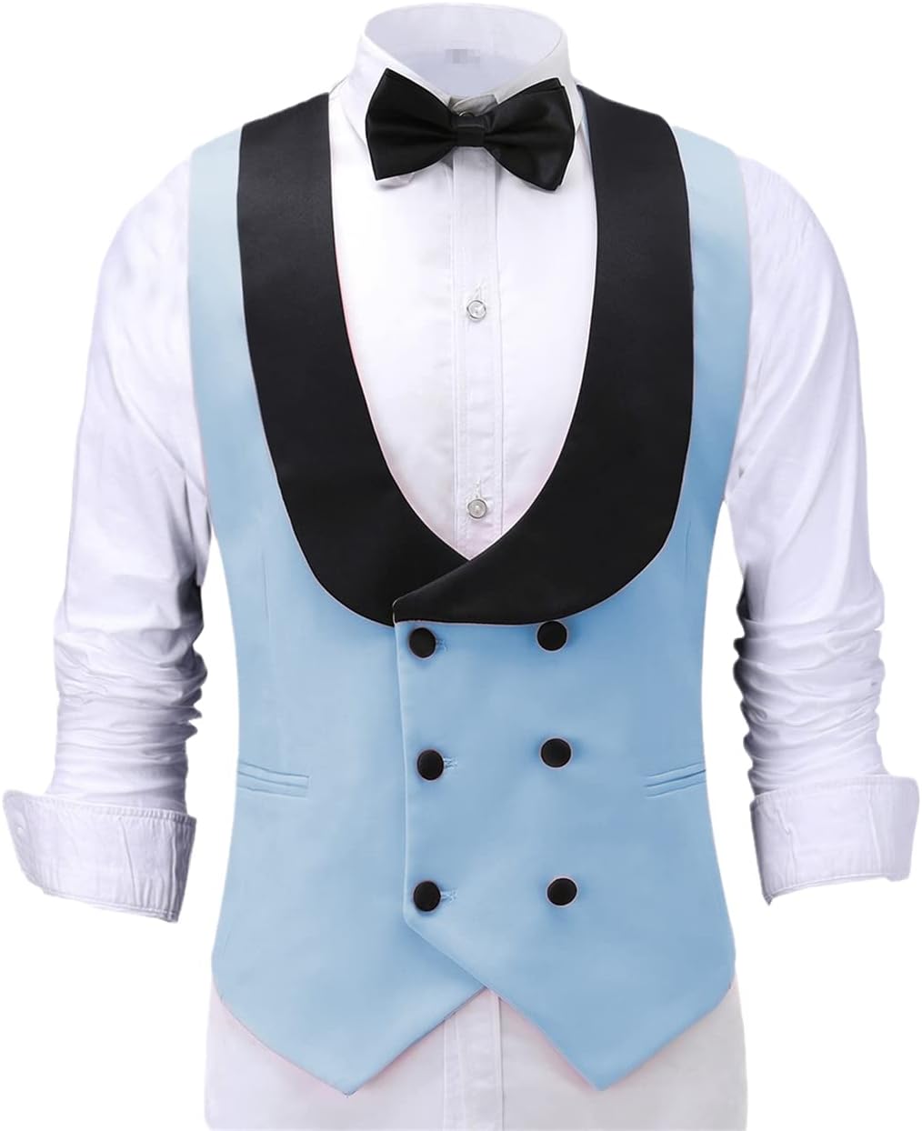 Dcvmvmn Men's Vest Double Breasted Slim Fit Suit Vest Business Formal Vest