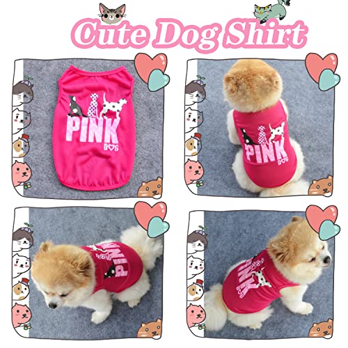 Tengzhi 4Pack Dog Shirt Vest Soft Lightweight Cotton Puppy Tshirt Pink Dog Printed Summer Sleeveless Yorkie Chihuahua Teacup Clothes For Small Dogs Cats Girl Boy #TOP2
