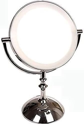 Espejo de tocador de baño, espejo de maquillaje LED, espejo de tocador iluminado de 8 pulgadas, aumento 1x/3x de doble cara, inalámbrico